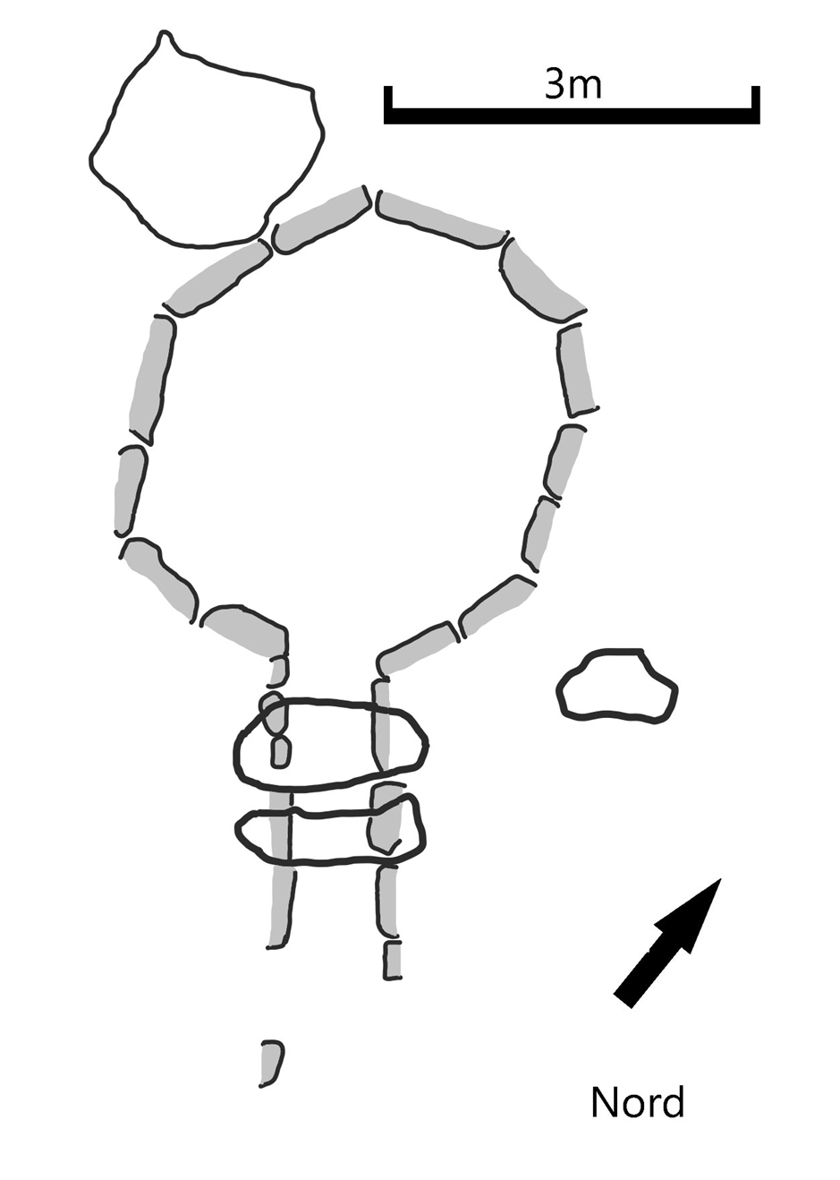 Plan du dolmen de Plaisance d'après P. Gouézin