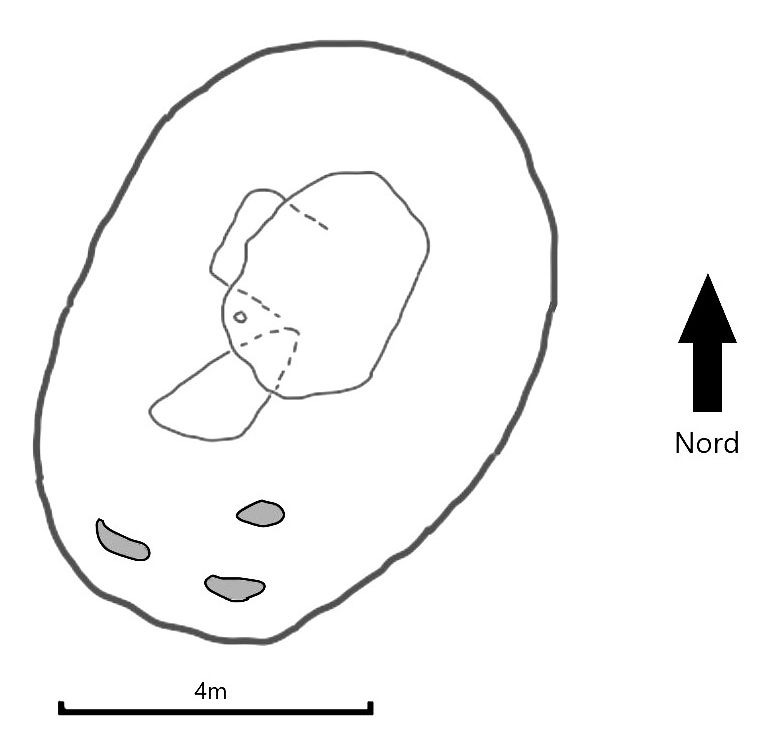 Plan du dolmen de l'île Tascon d'après J. Lejards